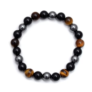 Triple Protection Bracelet - For Protection - Bring Luck And Prosperity - Hematite - Black Obsidian - Tiger Eye - Stone Bracelets