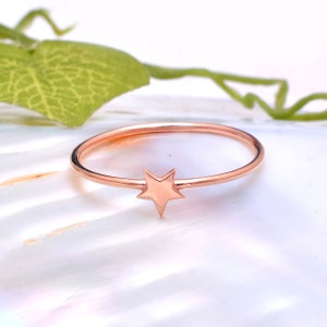 14K Solid Gold Star Ring, open star ring, half eternity star ring, minimalist gold ring, dainty star ring, celestial ring, stacking ring