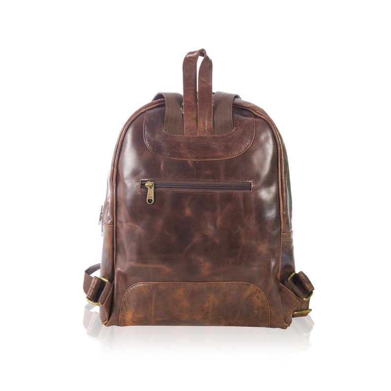 Leather Backpack, Brown Leather Unisex Backpack, Handmade Backpack, Backpack for Women, Traveling Backpack image 8
