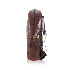 Leather Backpack, Brown Leather Unisex Backpack, Handmade Backpack, Backpack for Women, Traveling Backpack image 6