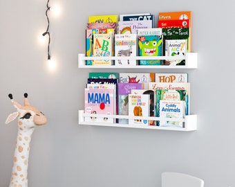 Floating Shelves Wall Bookshelf for Kids and Nursery Decor - 32" Length - Set of 2 - White
