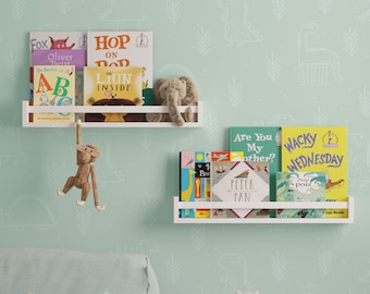 Floating Shelves Wall Bookshelf for Kids and Nursery Decor - 24" Length - Set of 2 - White