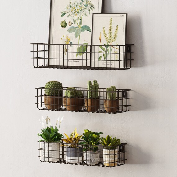 Wall Mount Farmhouse Wire Baskets Wall Wire Rack Multisize Etsy