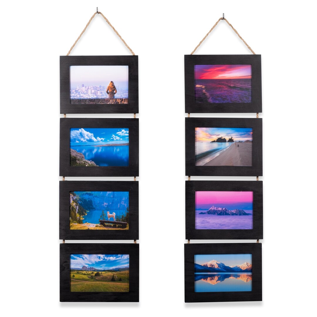 Hanging Collage Picture Frame 4 X 6 Photos Black Set Etsy