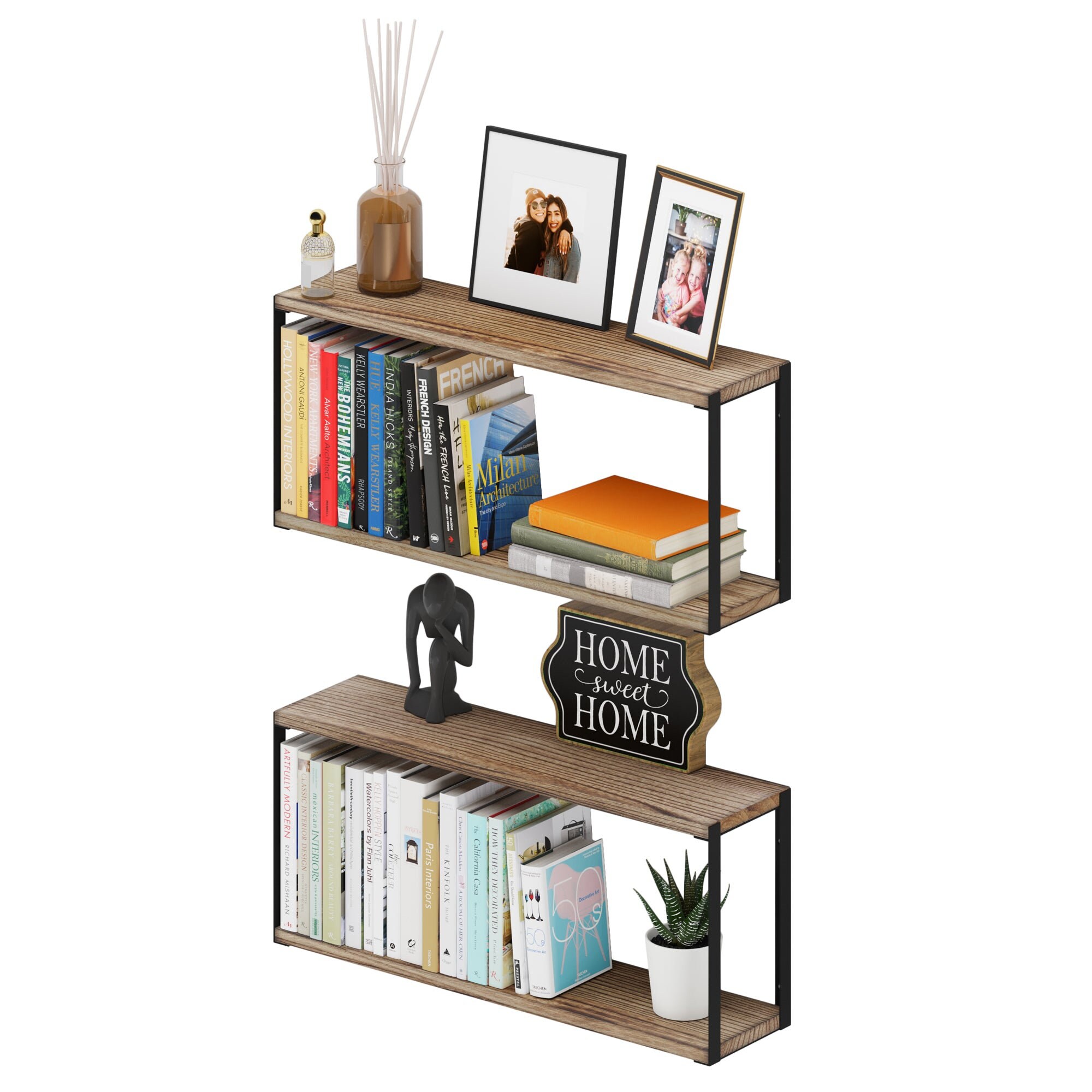 2-tier Wood Floating Shelves for Wall Storage - Etsy