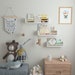 Wall BookShelf for Kids Room Decor and Nursery Decor, Multisize Toy Storage Wall Shelves – Set of 3 – White and Natural 