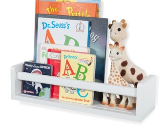Floating Shelves Wall Bookshelf for Nursery Decor – 16.5” Length – White
