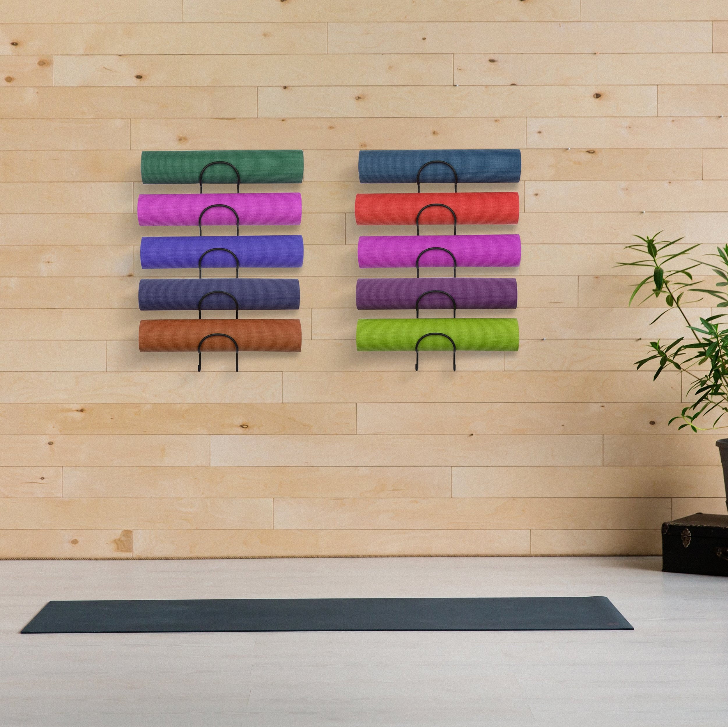 Wall Mounted Yoga Mat Storage and Towel Rack with Hooks Etsy