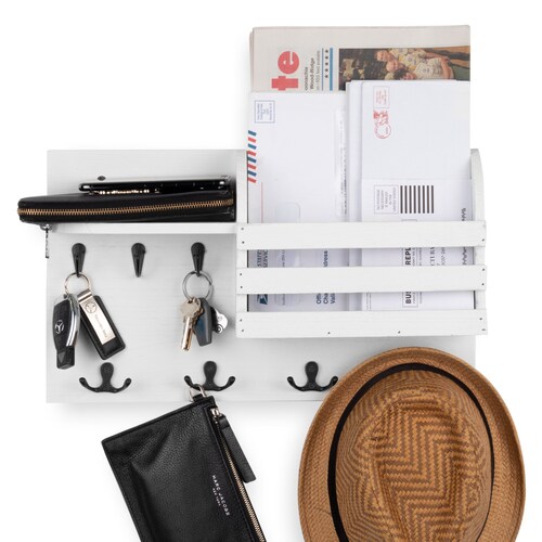 Entryway Mail Organizer With Hooks and Shelf - Etsy