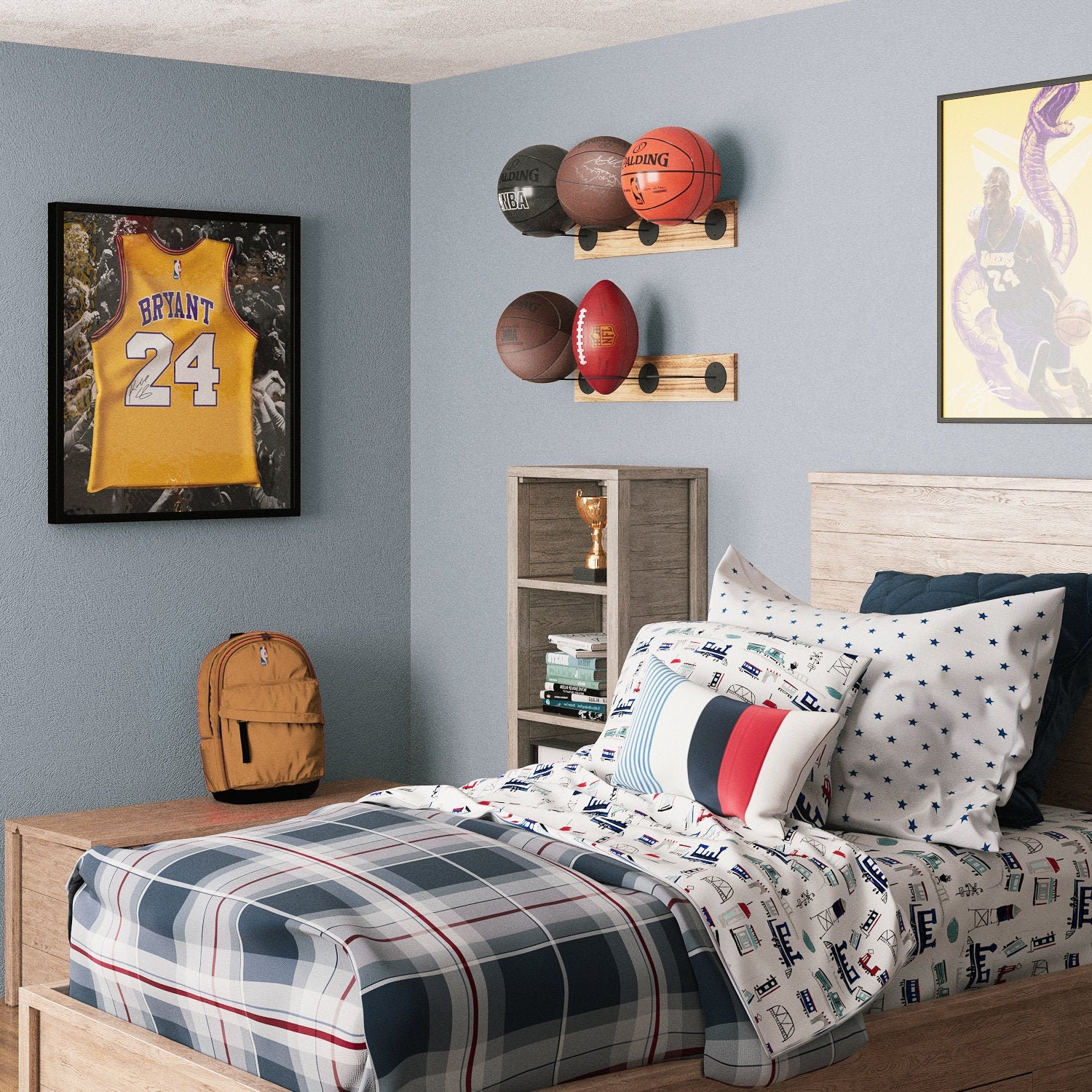 Wall Mount Rustic Basketball Holder Football Display Rack & | Etsy