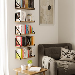 Floating Shelves for Wall, 17x6 CD DVD Storage Shelf, Plant Shelf and Rustic Bookshelf for Living Room Decor Set of 4, or 5 Set of 5