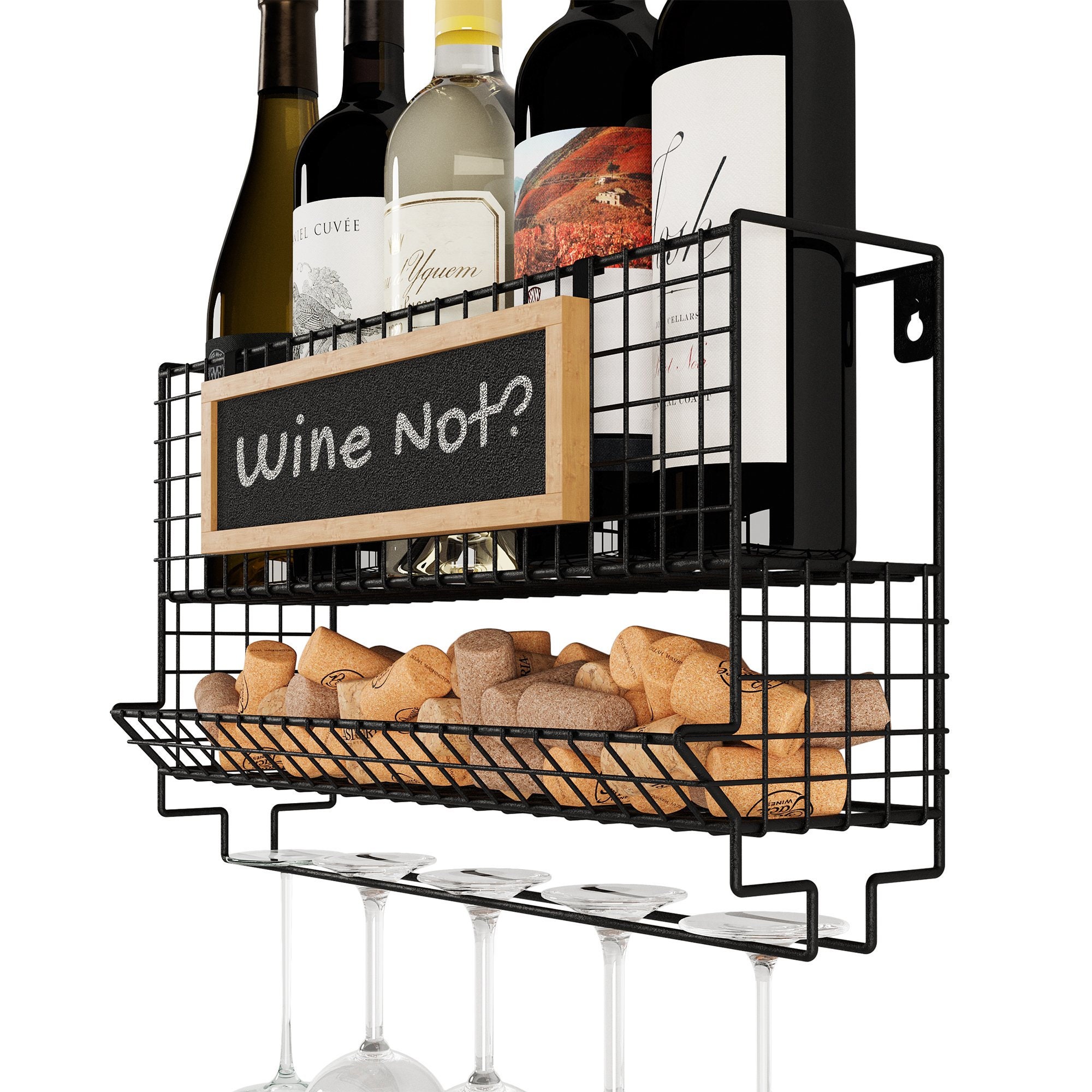 Wall Hanging Wine and Glass Rack Wall Mounted Wine Rack With