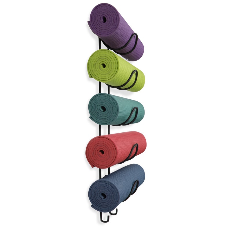Wall Mounted Yoga Mat Storage and Towel Rack With Hooks Etsy
