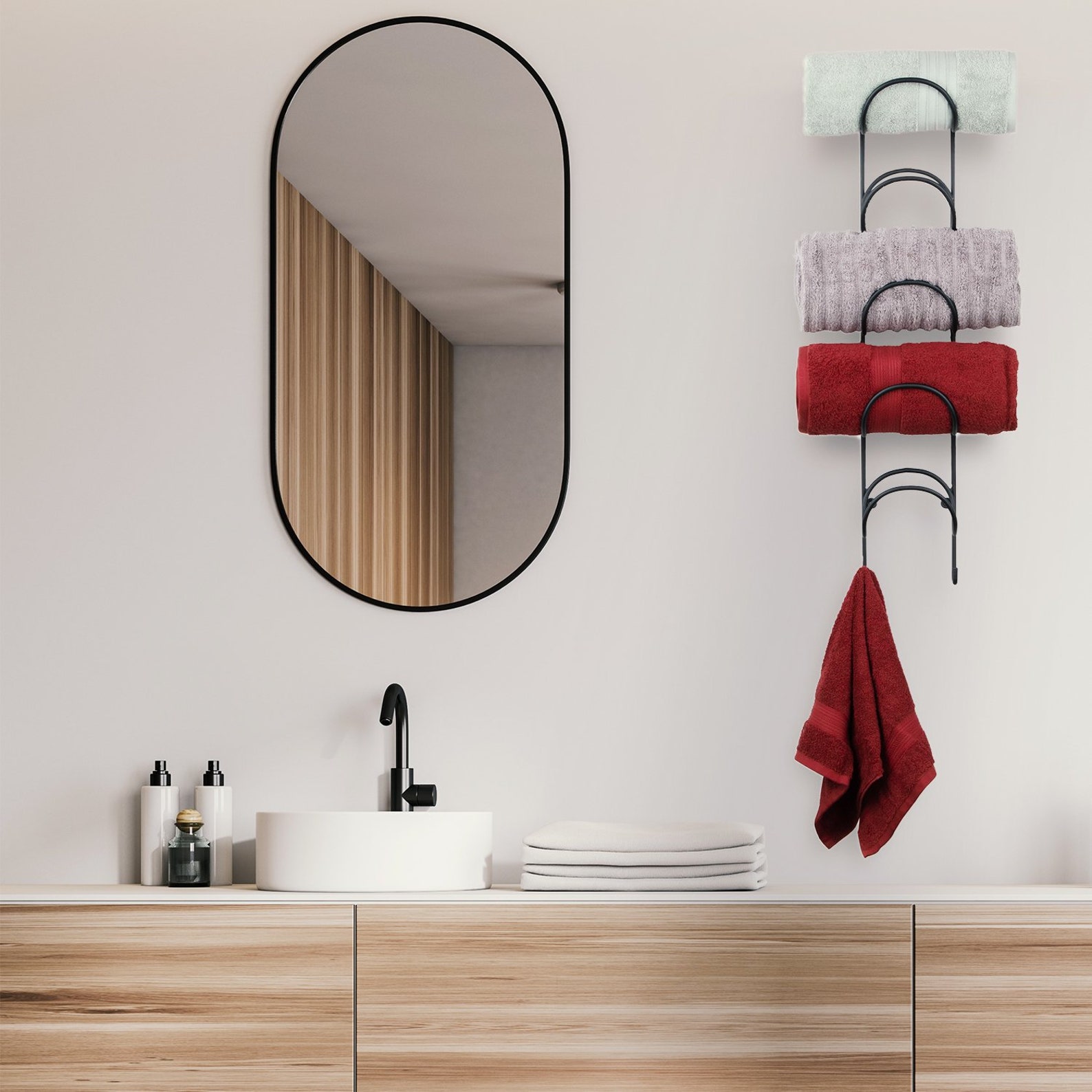 Wall Mounted Yoga Mat Storage and Towel Rack With Hooks Etsy