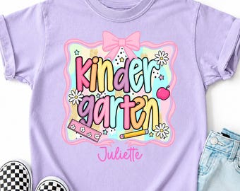 Personalized Comfort Colors® Back To School Girls T-Shirts, Custom, Preppy, Pre-K, Kindergarten, First, Second, Third, Fourth, Fifth Grade,