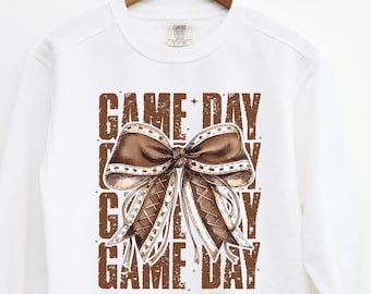 Game Day Sweatshirt for Women, Comfort Colors Sweatshirt, Football Sweatshirt, Coquette Sweatshirt, Trendy Game Day Outfit