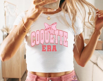 Coquette Era Crop Tee, Trendy Baby Tee, Y2k Graphic Baby Tee, 90s Baby Tee, Crop Tank, Cropped T-Shirts For Girls and Women