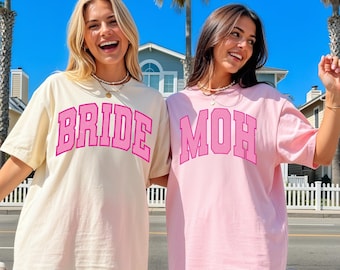Bride and Bridesmaid Shirts, Maid of Honor, Matron of Honor, MOH Tee, Retro Bachelorette T-Shirts, Trendy Bridal Shower Tee