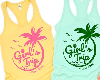 Girls Trip Gifts, Custom Racerback Tank Top, Beach Vacation, Personalized Weekend Trip Outfit for Women