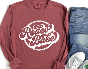 Comfort Kleuren Shirt, Oversized Vintage Rodeo T-shirt, Cowgirl Shirt, Country Girl Shirt, Western Shirt, Rodeo Shirt met lange mouwen,