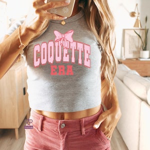 Coquette Era Crop Tee, Trendy Baby Tee, Y2k Graphic Baby Tee, 90s Baby Tee, Crop Tank, Cropped T-Shirts For Girls and Women
