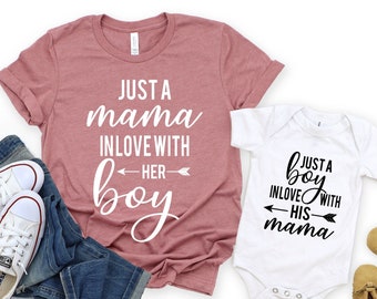Mommy and Me Matching Shirts, Mother and Son Shirts, Just a Mama in Love With Her Boy Shirt, Mother Son Matching Shirt Mommy And Me Onesie