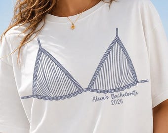 Comfort Colors® Bikini Bachelorette Party Shirts, Coastal Beach, Funny Bride, Bridesmaid, Custom Girls Trip  Double-Sided Bikini Tee