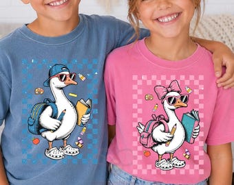 Goose Comfort Colors® Back To School Girls, Boys T-Shirts, Preppy,  Checkered Pre-K, Kindergarten, First, Second, Third, Fourth, Fifth Grade