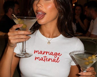 Bride Baby Tee | Marriage Material Bachelorette Shirt | Future Mrs Bridal Top | Cute Bride Outfit | Bach Weekend Shirt | Trendy Y2K Bride