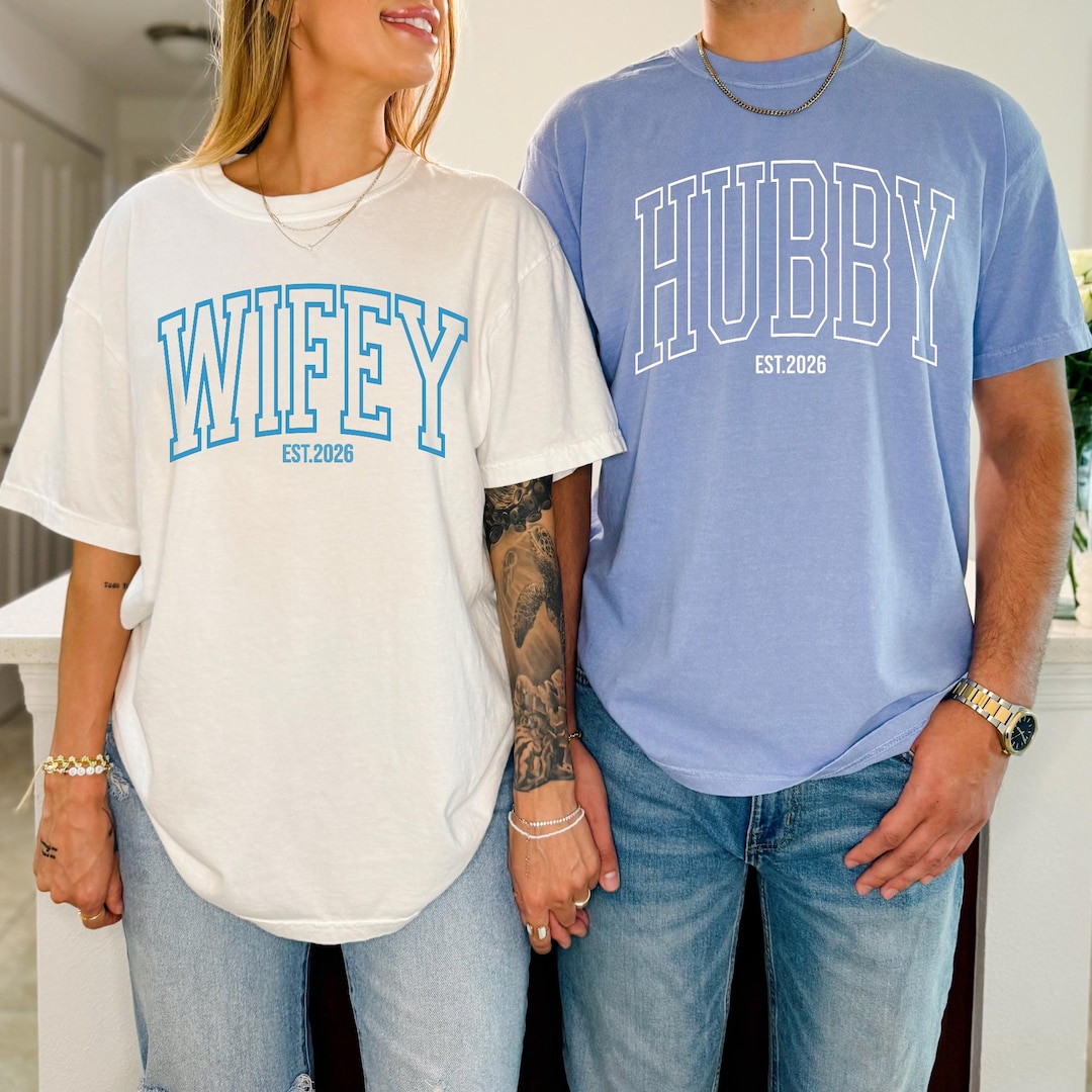 Comfort Colors® Wifey and Hubby EST. 2026 Shirt, Wedding Gift, Trendy ...
