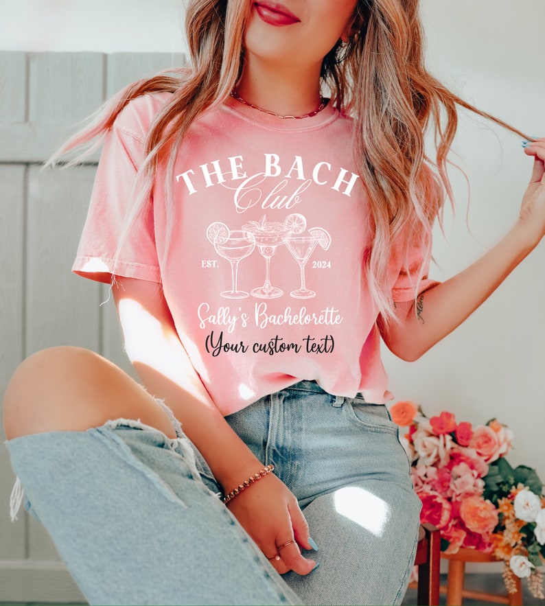 Der Bride Club und der Bach Club Shirts, trendige Komfortfarben Bachelorette Shirts, individuelle Brautjungferngeschenke, personalisierte Junggesellinnenparty Bild 2