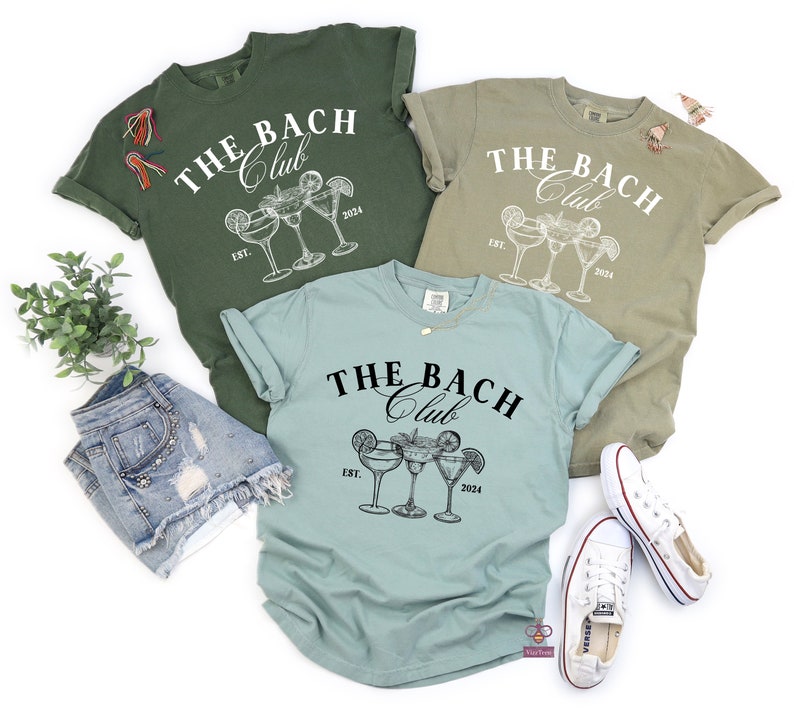 Der Bride Club und der Bach Club Shirts, trendige Komfortfarben Bachelorette Shirts, individuelle Brautjungferngeschenke, personalisierte Junggesellinnenparty Bild 7