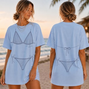 Comfort Colors® Bikini Bachelorette Party Shirts, Coastal Beach, Funny Bride, Bridesmaid, Custom Girls Trip Double-Sided Bikini Tee image 4
