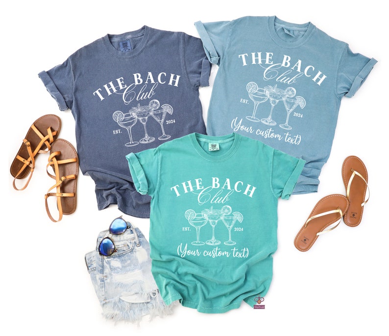 Der Bride Club und der Bach Club Shirts, trendige Komfortfarben Bachelorette Shirts, individuelle Brautjungferngeschenke, personalisierte Junggesellinnenparty Bild 8