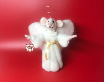 Engel Maus Filzfigur Handarbeit gefilzt Weihnachten Krippefigur