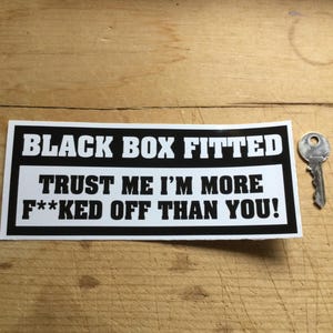 1X Black Box fitted funny car sticker decal,young driver, bumper, vinyl