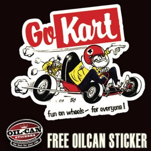 retro go kart karting sticker 115 x 95mm