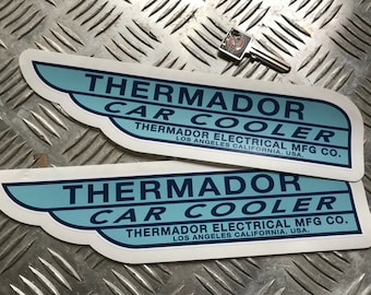 2x Thermador Car Cooler grote sticker moeraskoeler blauw