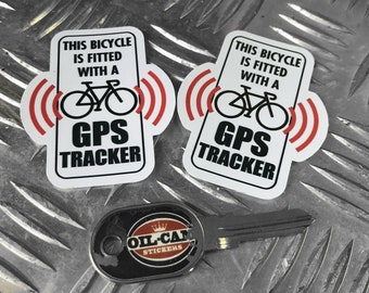 BICYCLE GPS TRACKER anti theft security stickers decals x2 mountain bike mtb, electric bike, racing