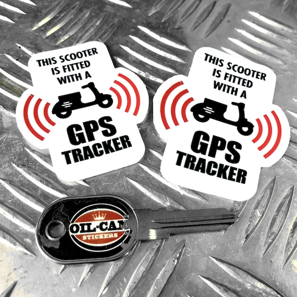 Scooter GPS Tracker anti theft security stickers decals x2 lambretta vespa