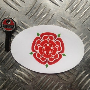 L:ancashire red rose oval car sticker