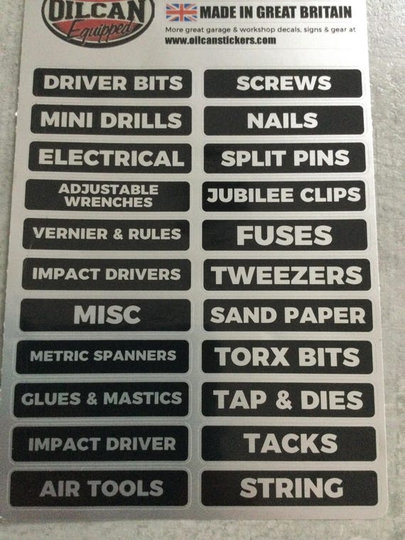 Sticker Decal Vinyl Toolbox Sticker Label Workshop Garage Tool