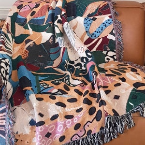 Africa throw blanket, large abstract throw blanket, woven throw blanket , woven tapestry blanket, colorful blanket, african couch throws