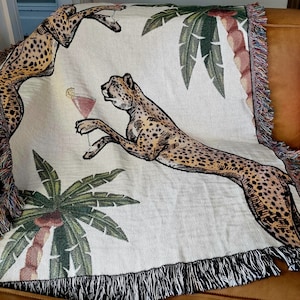 Cheetah throw blanket, maximalist home decor, 90&#39;s home decor, leopard decor, tiger print, maximalist bedding, animal print, nineties