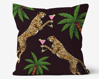 Cheetah pillow, animal print pillows, leopard cushion, cheetah decor, maximalist decor, tiger print pillow, black print pillow