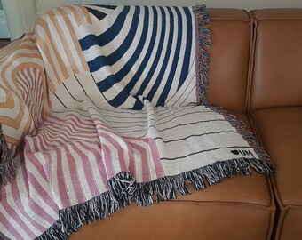 Stripe Throw Blanket Woven Tapestry Blanket Abstract Throw - Etsy