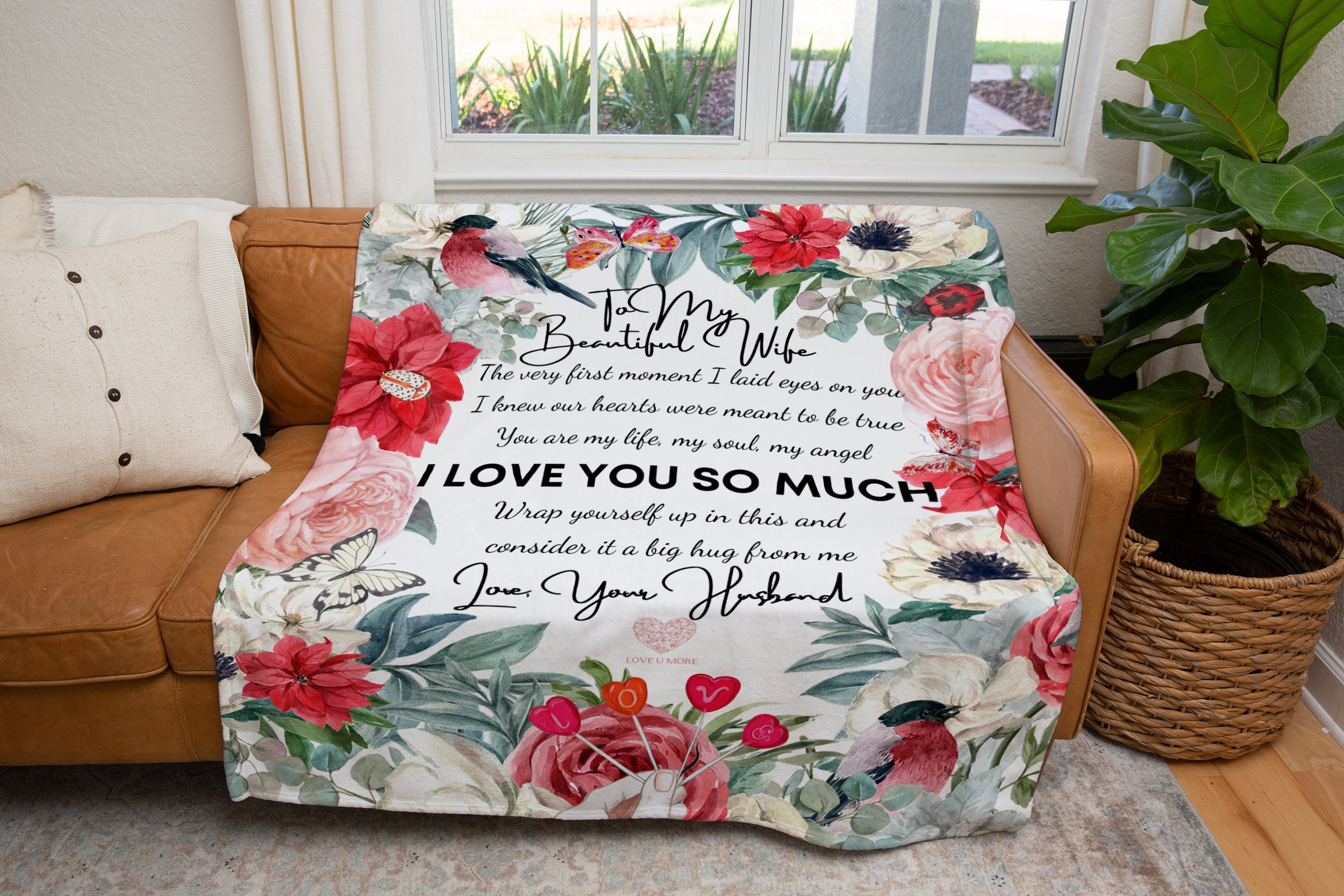 Blanket for Wife, Love Letter Blanket, Personalized Gift for Wife, to