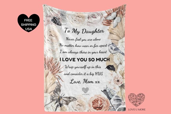 Mom Gifts from Daughter, Mom Birthday Gift Blanket, Mothers Gifts from  Daughter, 60 X 50 Pink Soft Flower Blanket for Mom, I Love You Mom  Blanket