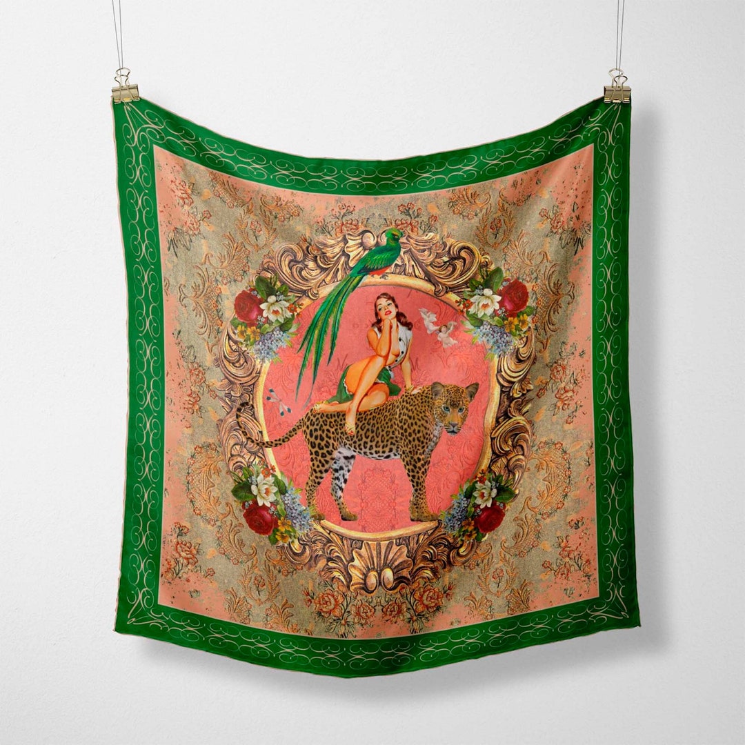 Vintage Leopard Print Waist Belt Silk Scarf