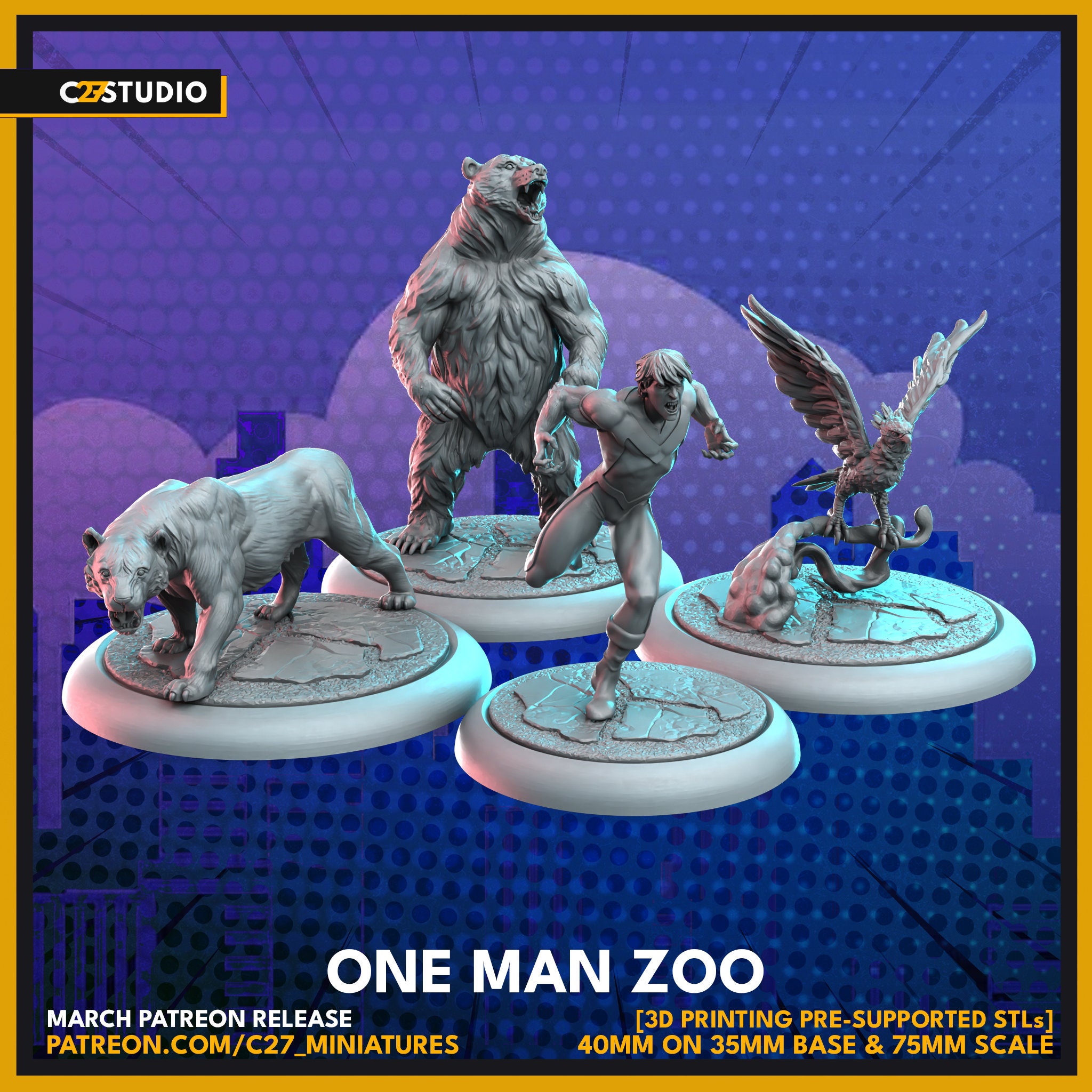 One Man Zoo Fanart 40mm Scale on a 35mm Base Sculpted by C27 Etsy UK
